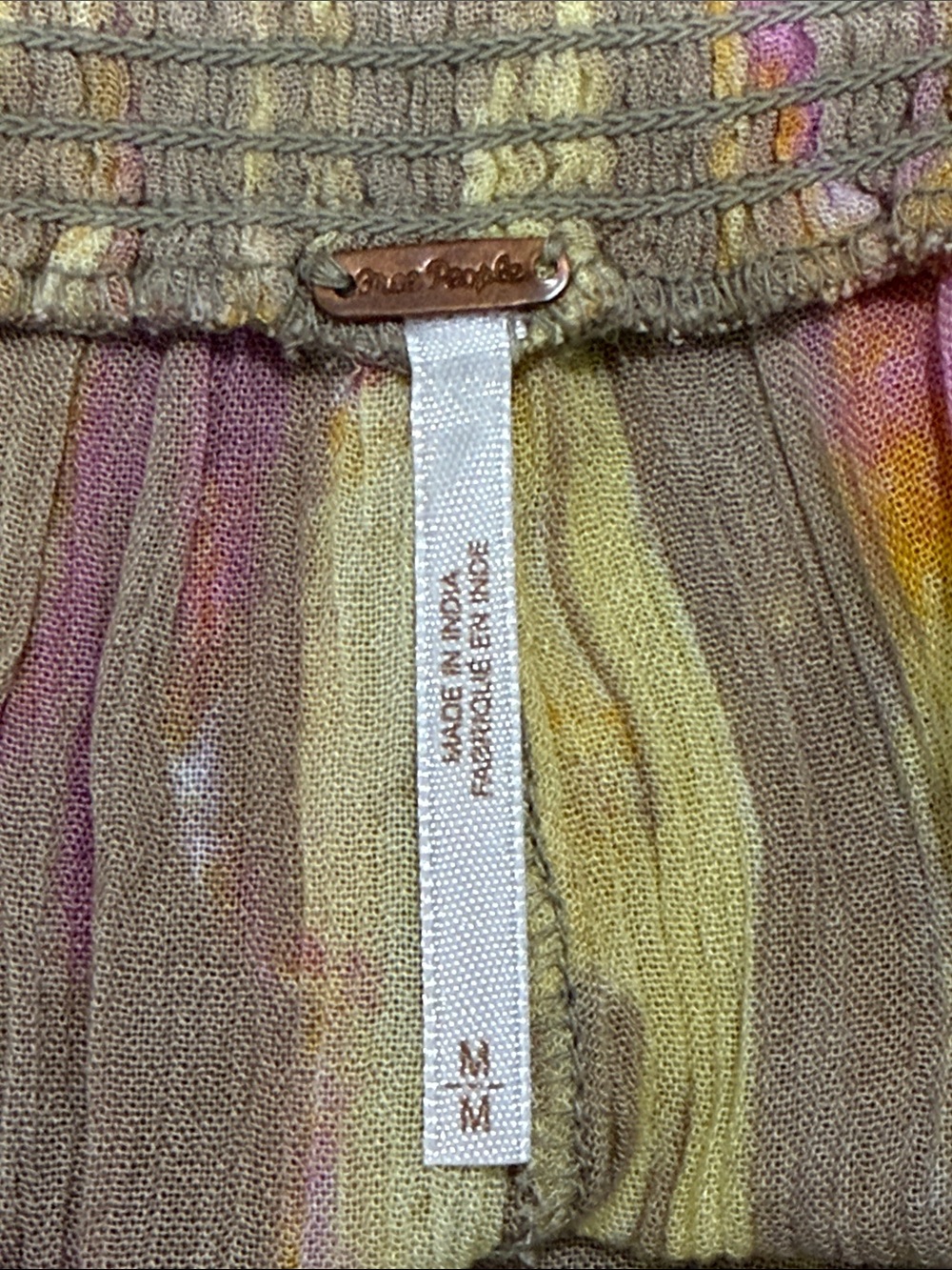 Free People Dancing Days Pants Gauze Flowy Pink Yellow Size Medium - Picture 9 of 10